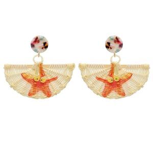 Amrita Singh Resin & Woven Rattan Starfish Fan Earring